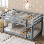 Whisen 77.3L x 43.8W Lit superposé jumeau en bois massif avec échelle, avec plate-forme de lattes renforcées