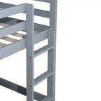 Whisen 77.3L x 43.8W Lit superposé jumeau en bois massif avec échelle, avec plate-forme de lattes renforcées