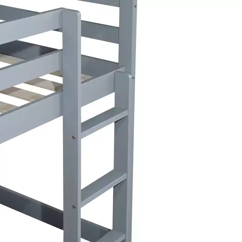 Whisen 77.3L x 43.8W Lit superposé jumeau en bois massif avec échelle, avec plate-forme de lattes renforcées