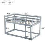 Whisen 77.3L x 43.8W Lit superposé jumeau en bois massif avec échelle, avec plate-forme de lattes renforcées