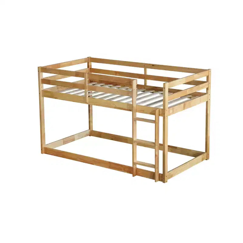 Whisen 77.3L x 43.8W Lit superposé jumeau en bois massif avec échelle, avec plate-forme de lattes renforcées