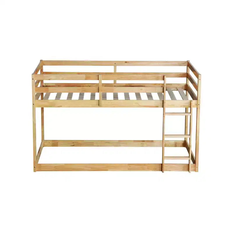 Whisen 77.3L x 43.8W Lit superposé jumeau en bois massif avec échelle, avec plate-forme de lattes renforcées