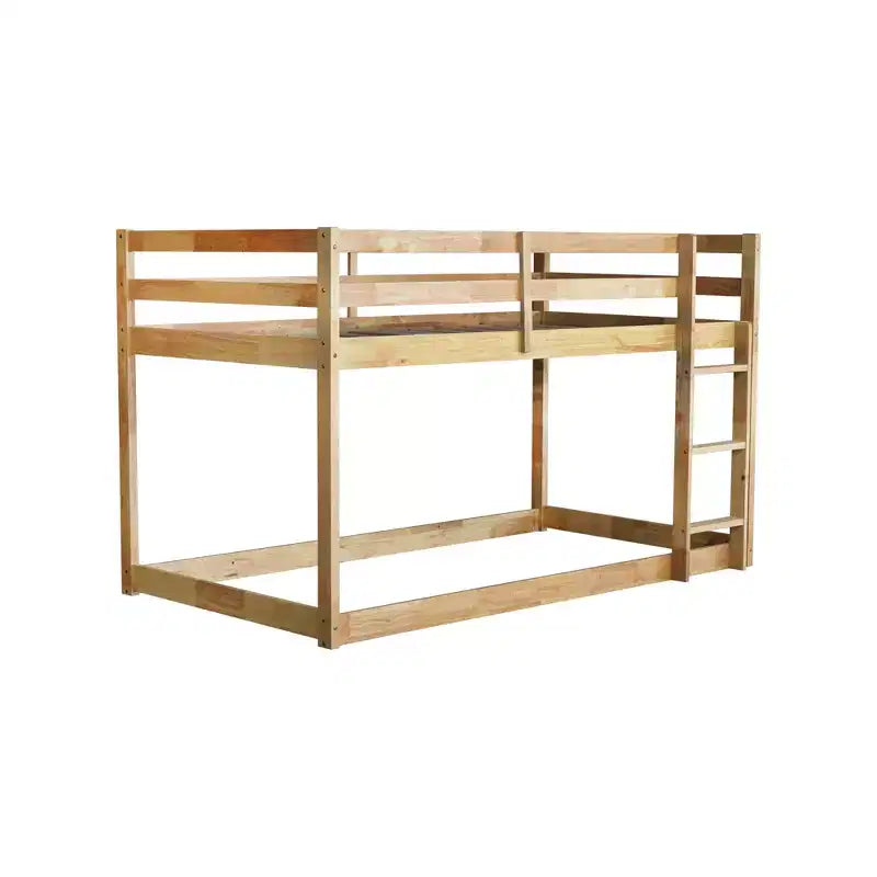 Whisen 77.3L x 43.8W Lit superposé jumeau en bois massif avec échelle, avec plate-forme de lattes renforcées