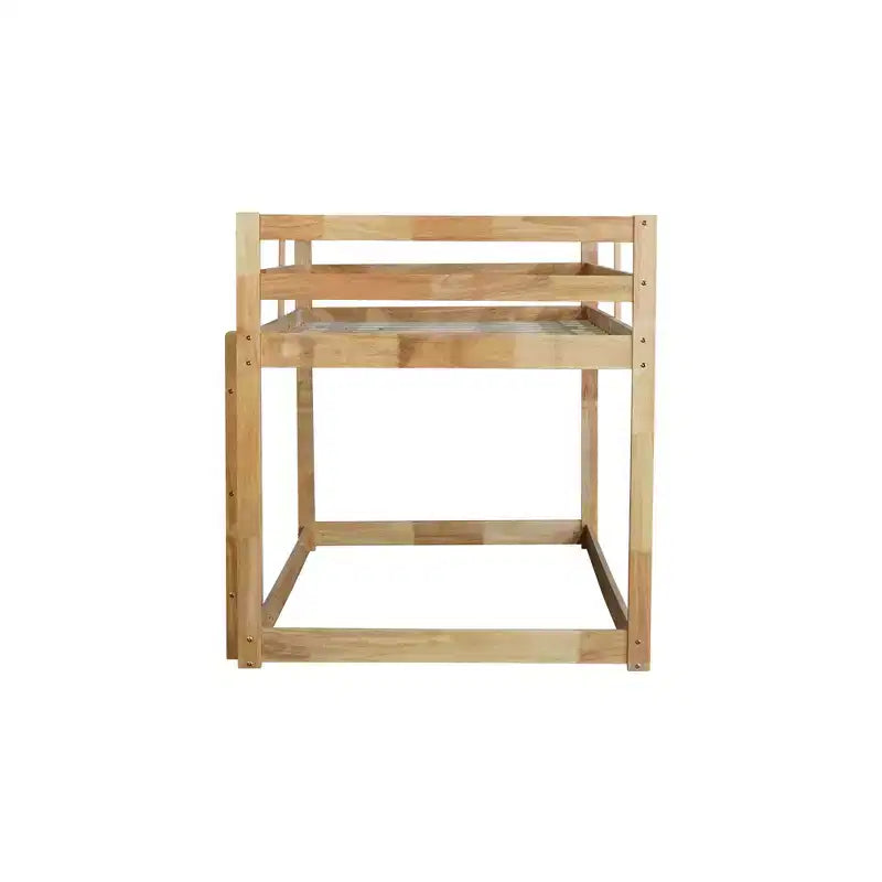 Whisen 77.3L x 43.8W Lit superposé jumeau en bois massif avec échelle, avec plate-forme de lattes renforcées