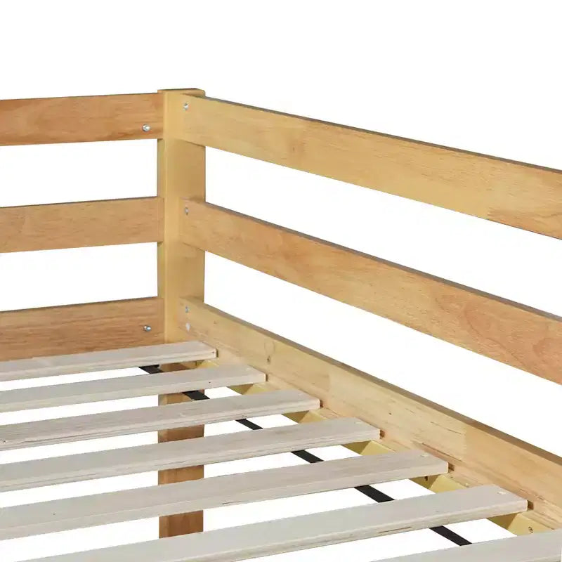 Whisen 77.3L x 43.8W Lit superposé jumeau en bois massif avec échelle, avec plate-forme de lattes renforcées