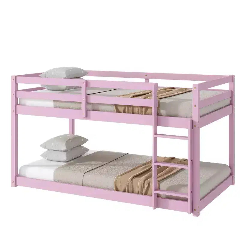 Whisen 77.3L x 43.8W Lit superposé jumeau en bois massif avec échelle, avec plate-forme de lattes renforcées
