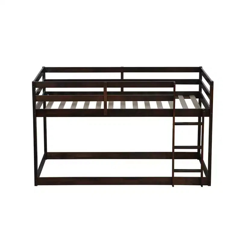 Whisen 77.3L x 43.8W Lit superposé jumeau en bois massif avec échelle, avec plate-forme de lattes renforcées