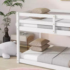 Whisen 77.3L x 43.8W Lit superposé jumeau en bois massif avec échelle, avec plate-forme de lattes renforcées
