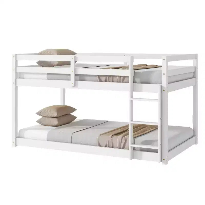 Whisen 77.3L x 43.8W Lit superposé jumeau en bois massif avec échelle, avec plate-forme de lattes renforcées