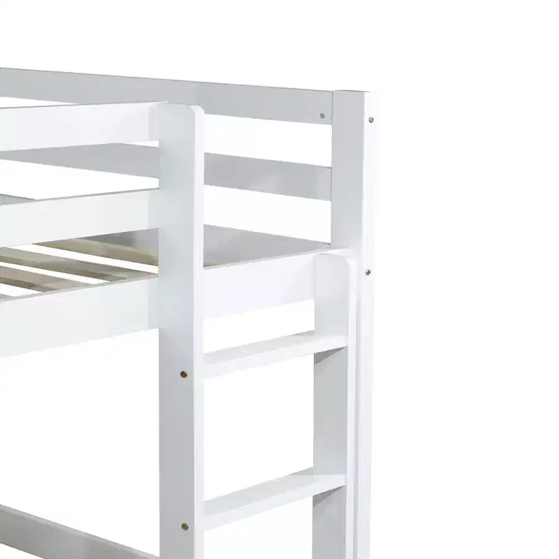 Whisen 77.3L x 43.8W Lit superposé jumeau en bois massif avec échelle, avec plate-forme de lattes renforcées