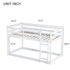 Whisen 77.3L x 43.8W Lit superposé jumeau en bois massif avec échelle, avec plate-forme de lattes renforcées