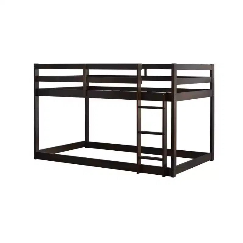 Whisen 77.3L x 43.8W Lit superposé jumeau en bois massif avec échelle, avec plate-forme de lattes renforcées