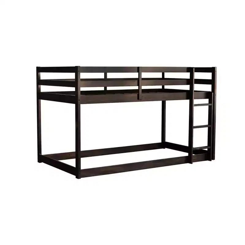 Whisen 77.3L x 43.8W Lit superposé jumeau en bois massif avec échelle, avec plate-forme de lattes renforcées