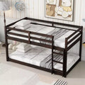Whisen 77.3L x 43.8W Solid Rubber Wooden Twin over Twin Floor Bunk Bed with Ladder, with Bed Platform of Strengthened Slats