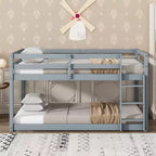 Whisen 77.3L x 43.8W Lit superposé jumeau en bois massif avec échelle, avec plate-forme de lattes renforcées