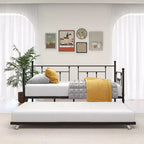 Black Victorian Twin Daybed with Trundle, Sofa Bed for Guest Room or Living Room