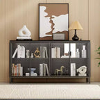 Famapy Black Tempered Glass Display Cabinet Illuminating Your Home with Style and Function