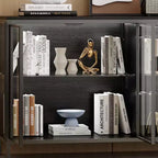 Famapy Black Tempered Glass Display Cabinet Illuminating Your Home with Style and Function