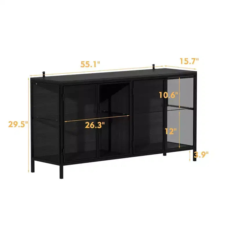 Famapy Black Tempered Glass Display Cabinet Illuminating Your Home with Style and Function