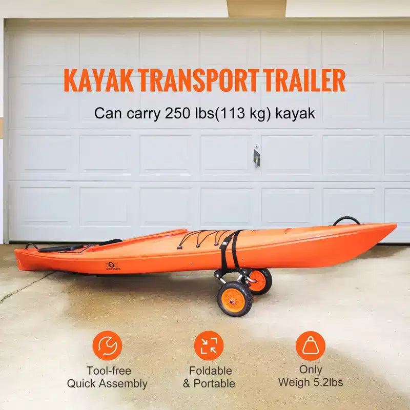 Chariot de kayak robuste VEVOR, capacité de charge de 113 kg