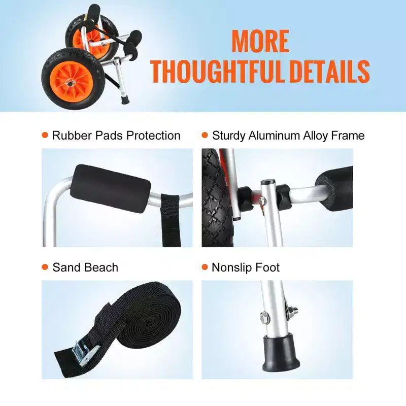 Chariot de kayak robuste VEVOR, capacité de charge de 113 kg