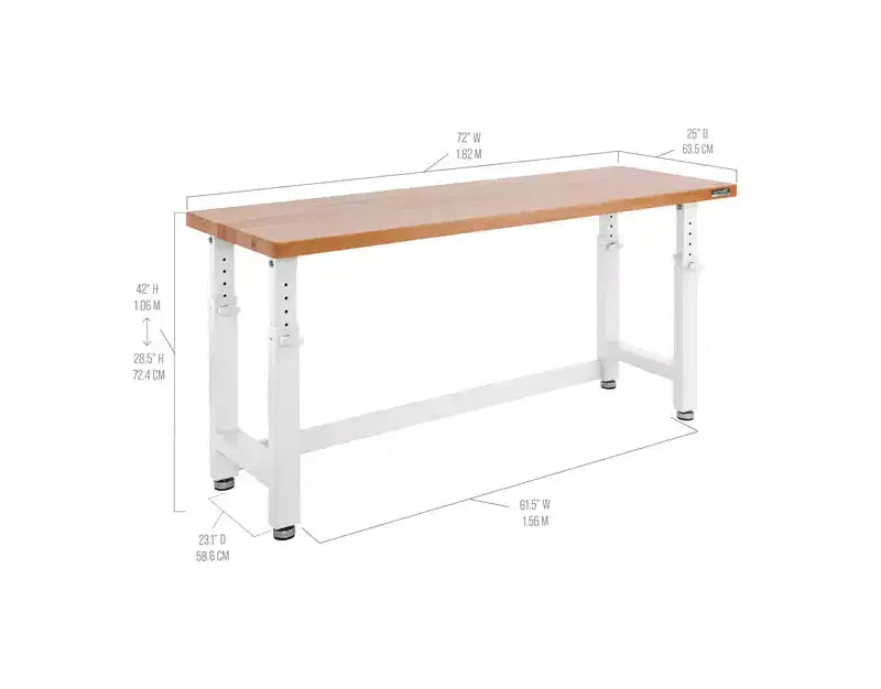 Établi réglable en hauteur Seville Classics UltraHD résistant, 72 pouces