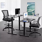 Chaise de Dessin Haute pour Bureau Debout Dossier en Maille avec Anneau Repose-pieds Réglable Support Lombaire Capacité 150 kg Tabouret de Bureau Hauteur Comptoir