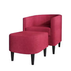 Fauteuil d'appoint en lin ChaletPosh avec tabouret
