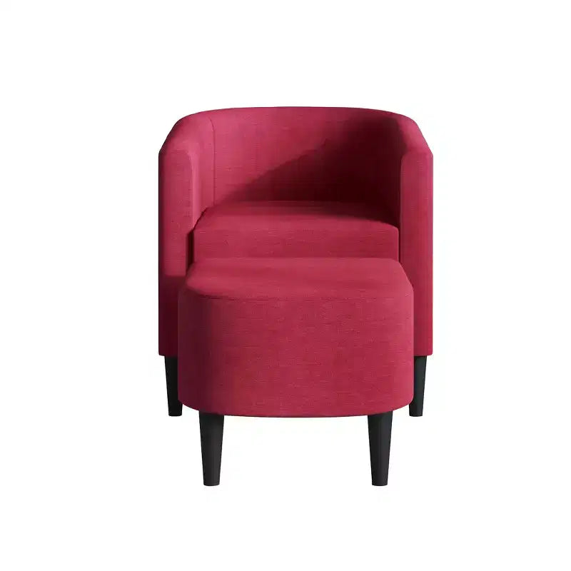 Fauteuil d'appoint en lin ChaletPosh avec tabouret