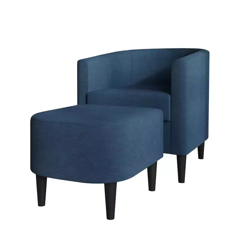 Fauteuil d'appoint en lin ChaletPosh avec tabouret