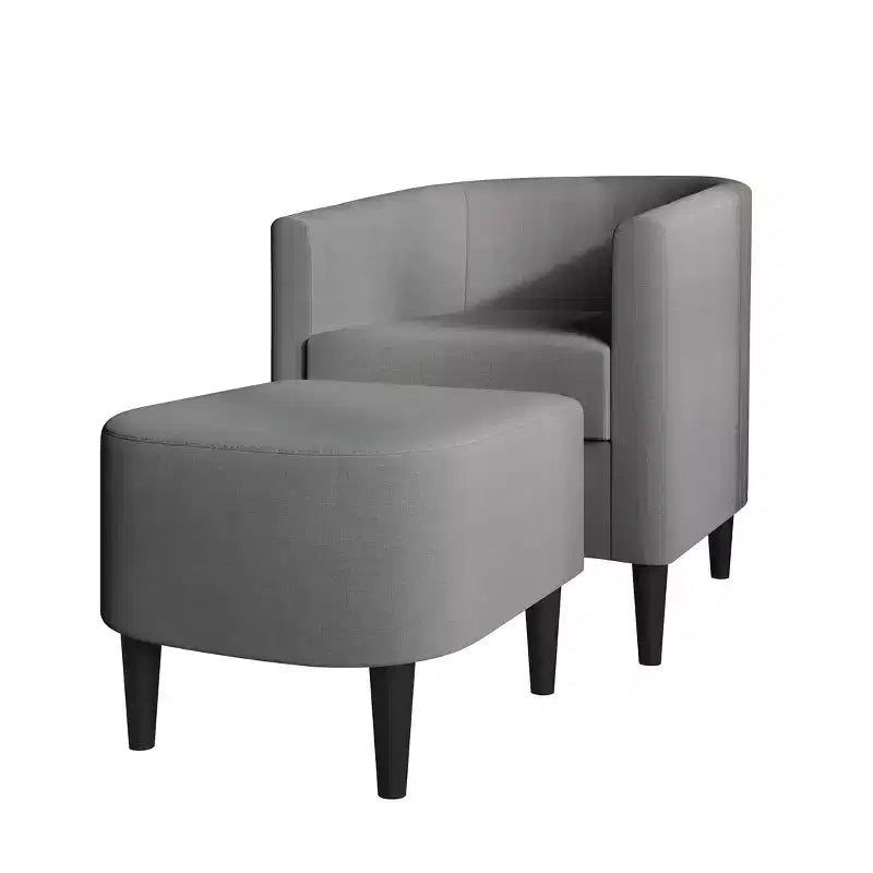 Fauteuil d'appoint en lin ChaletPosh avec tabouret