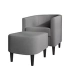 Fauteuil d'appoint en lin ChaletPosh avec tabouret