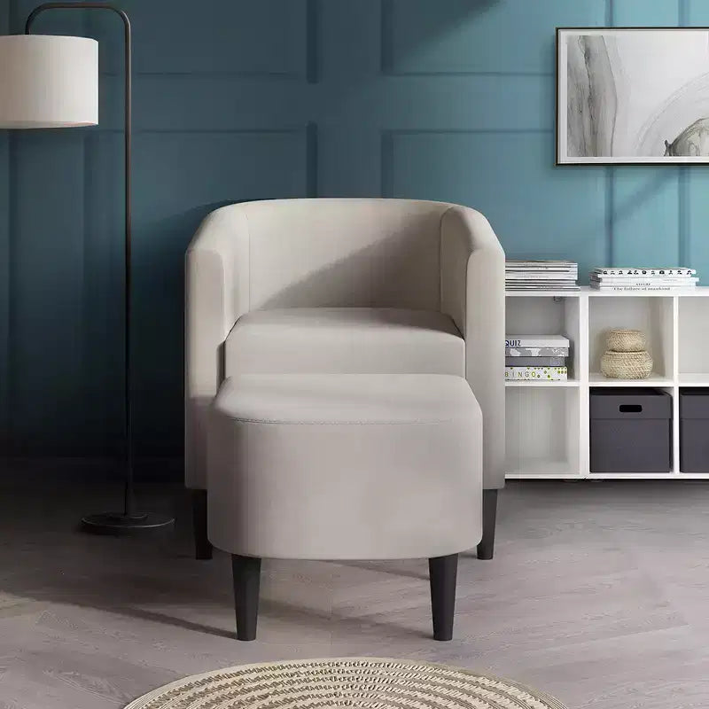 Fauteuil d'appoint en lin ChaletPosh avec tabouret