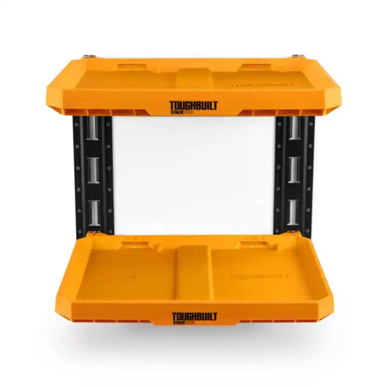 Système à 2 étagères ToughBuilt StackTech, étagères de rangement murales, organisation pour le stockage d'outils, de garage et d'atelier de menuiserie, jaune