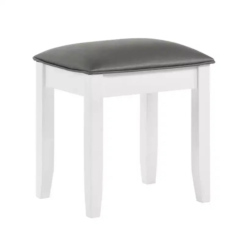 Simple Relax PU Upholstered Vanity Stool in Metallic and Glossy White