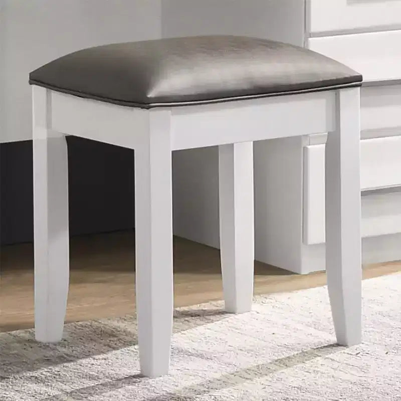 Tabouret de coiffeuse Simple Relax avec revêtement en PU en métal et blanc brillant