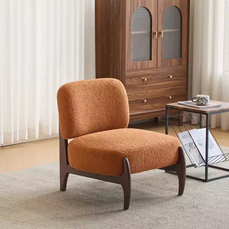 Christopher Knight Home Fauteuil d'appoint moderne en hévéa et tissu bouclé Pawel
