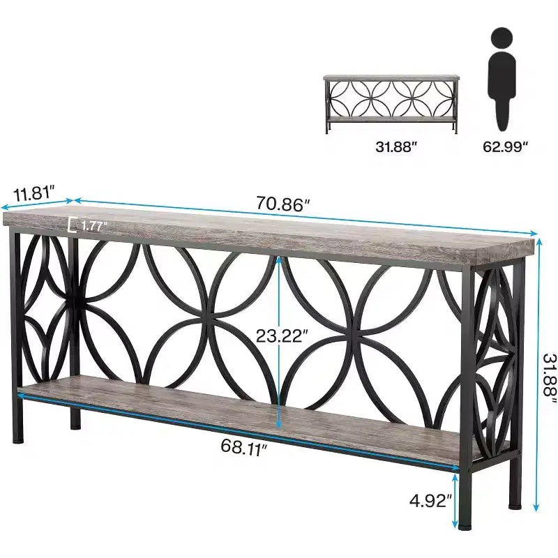 Console étroite Lantine de 180 cm avec rangement