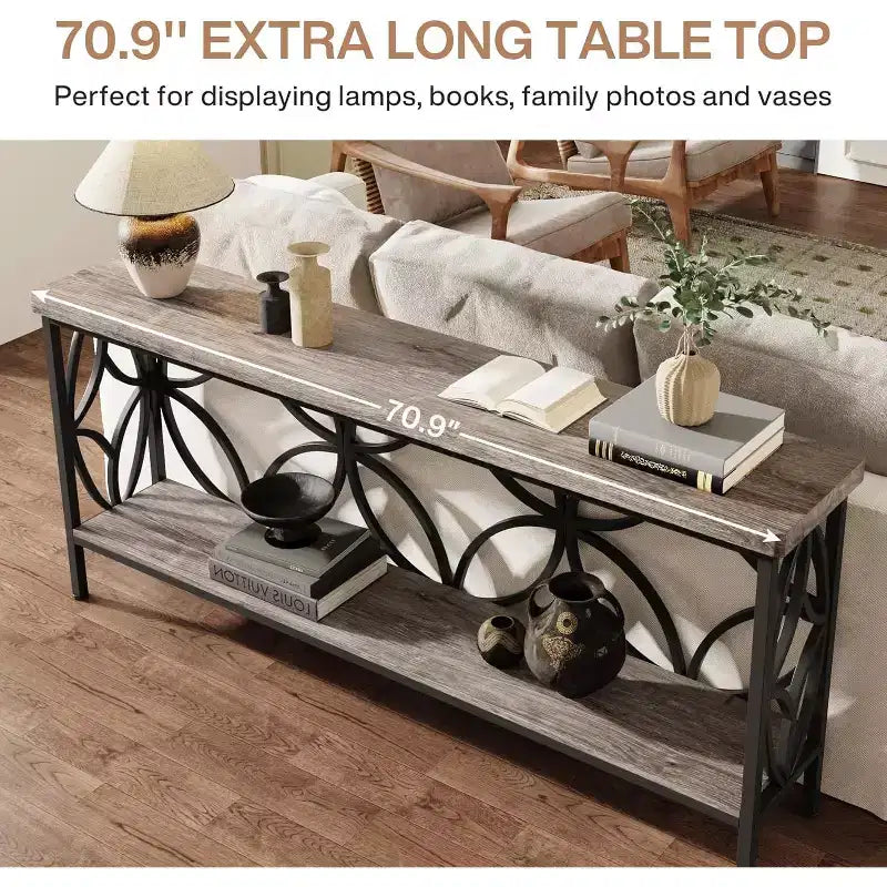 Console étroite Lantine de 180 cm avec rangement