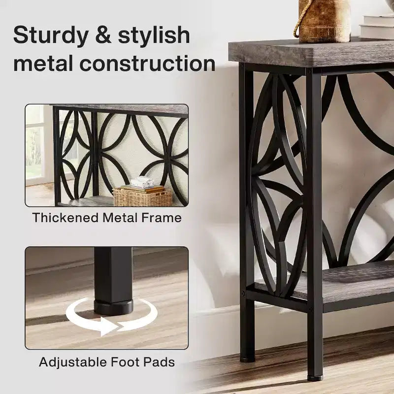 Console étroite Lantine de 180 cm avec rangement