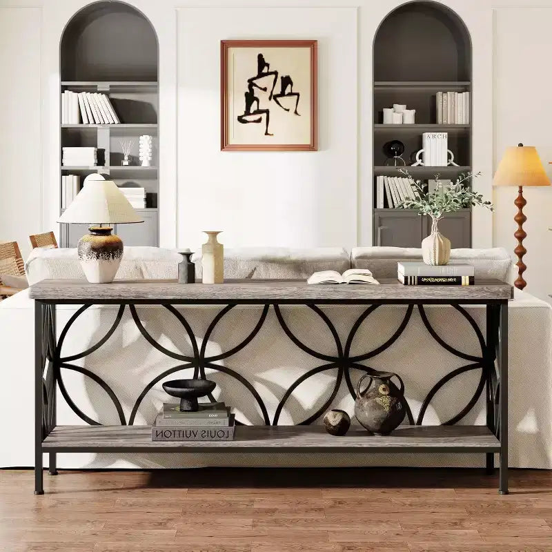 Console étroite Lantine de 180 cm avec rangement