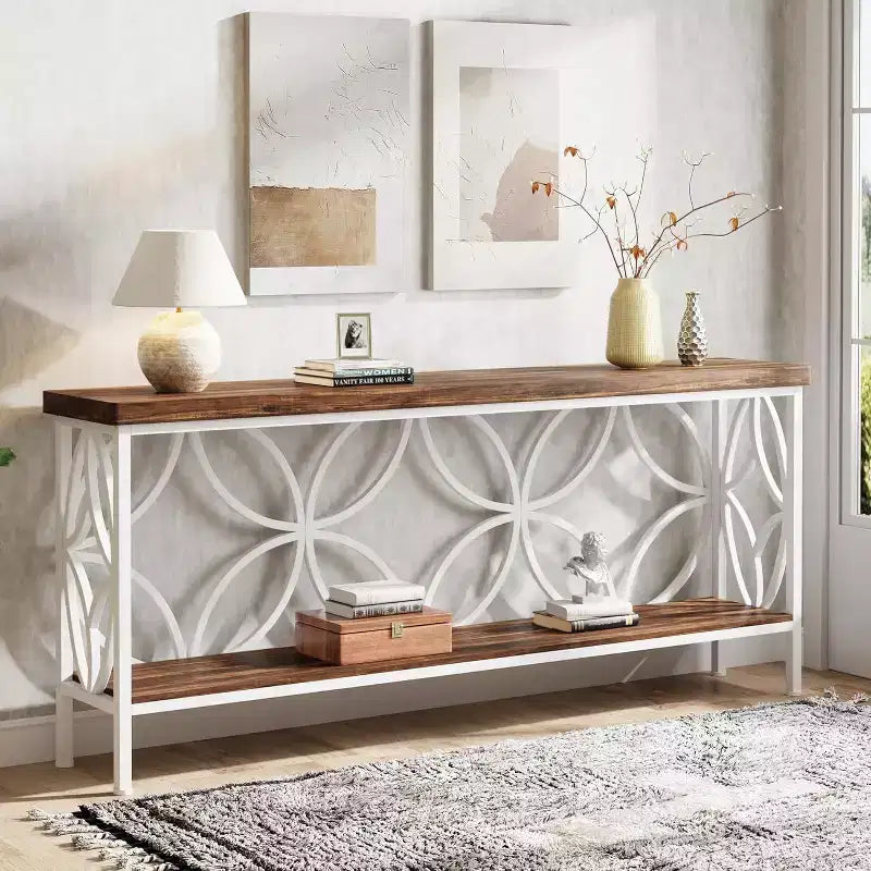 Console étroite Lantine de 180 cm avec rangement