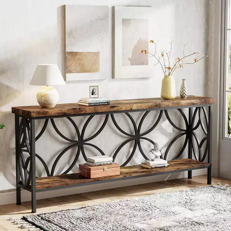 Console étroite Lantine de 180 cm avec rangement