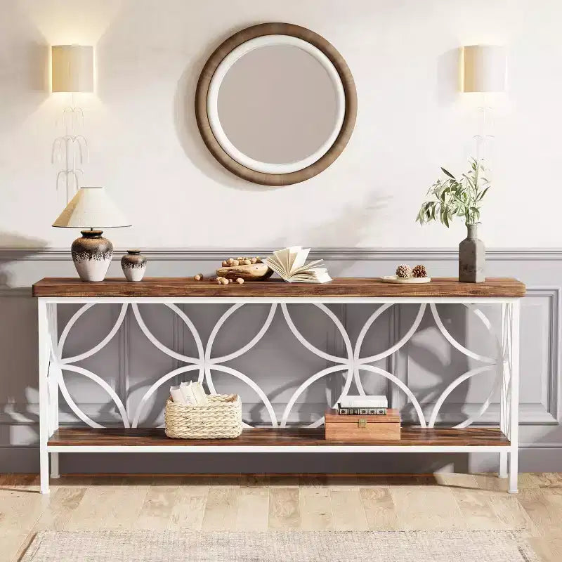 Console étroite Lantine de 180 cm avec rangement