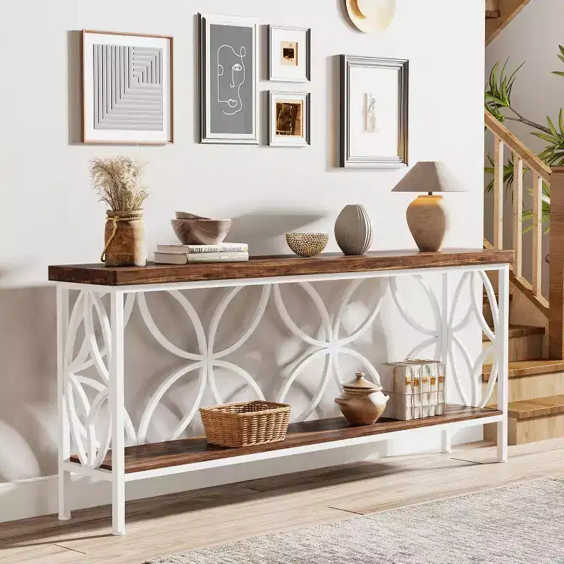 Console étroite Lantine de 180 cm avec rangement