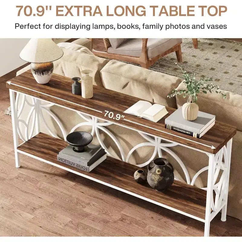 Console étroite Lantine de 180 cm avec rangement