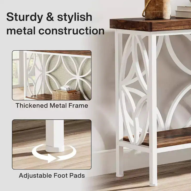 Console étroite Lantine de 180 cm avec rangement