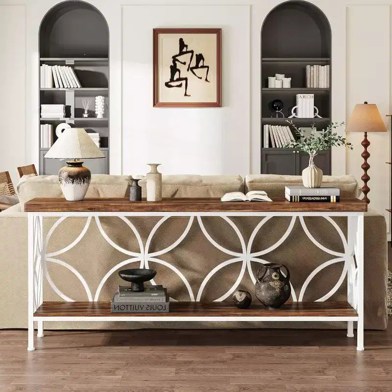 Console étroite Lantine de 180 cm avec rangement
