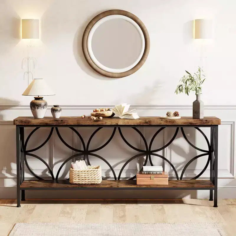 Console étroite Lantine de 180 cm avec rangement