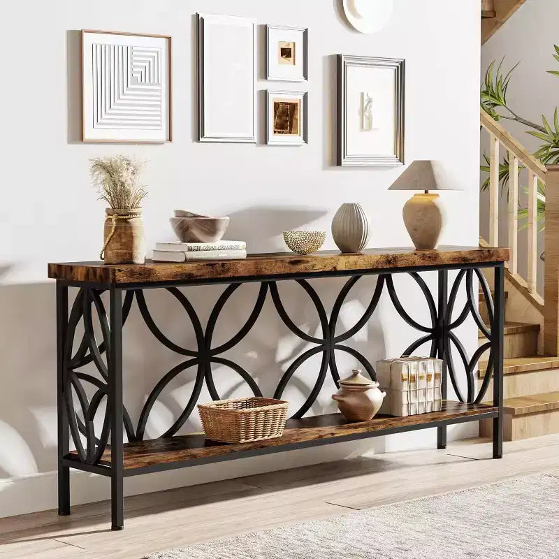 Console étroite Lantine de 180 cm avec rangement